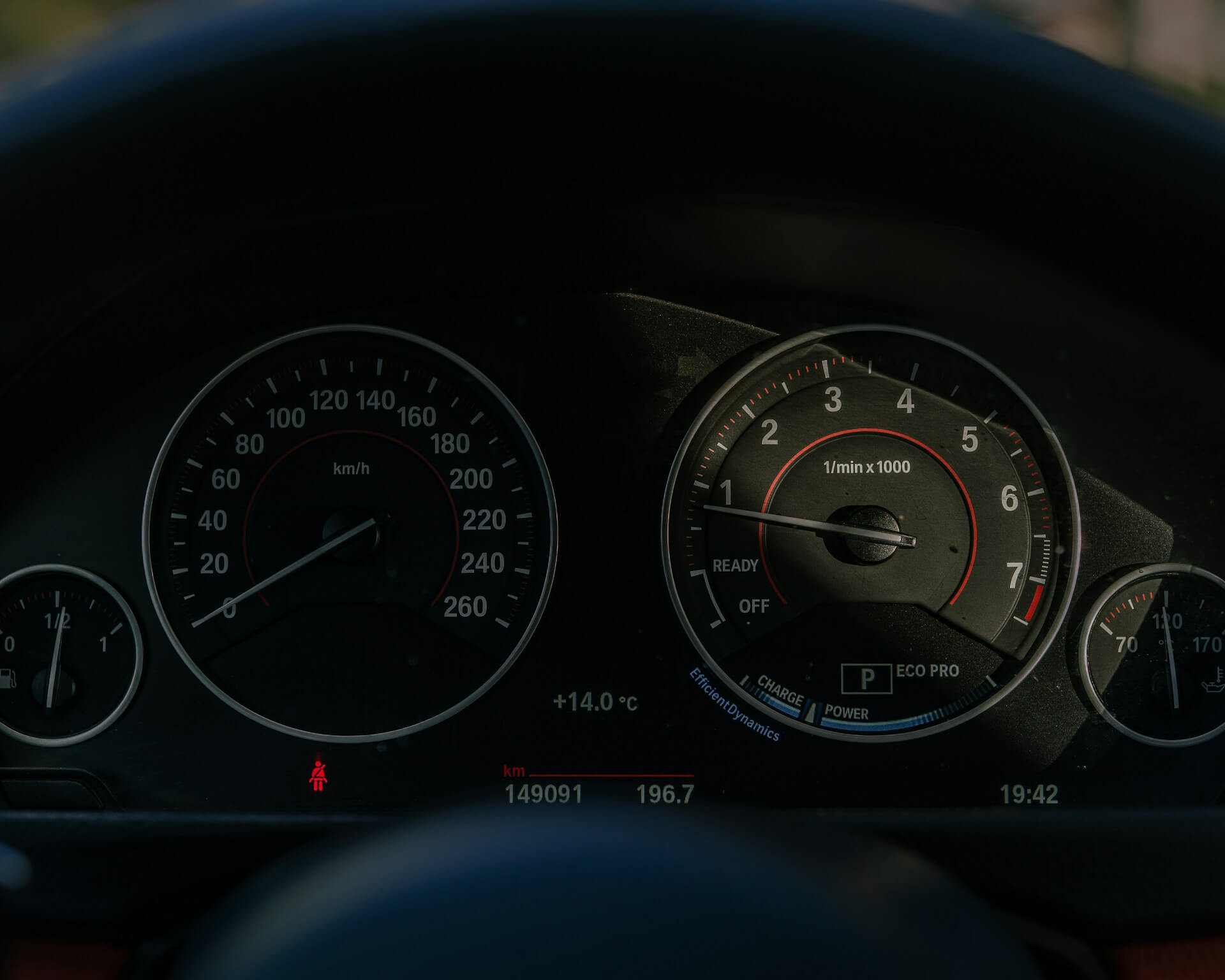 close-up of a car odometer
